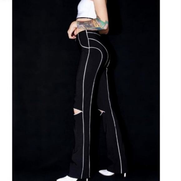 I.AM.GIA Jet Pants Black Cutout Knees Reflective Piping Large - Picture 3 of 15